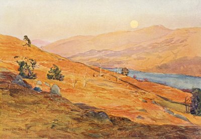 テイ湖畔の4月の夕暮れ（カラーリトグラフ） 作： Ernest Edward Briggs