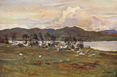 ロッホインバーと飼育小屋（カラーリトグラフ） 作： Ernest Edward Briggs
