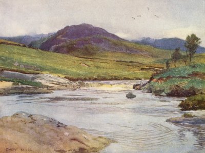 橋の上のディーの黒い水（カラーリトグラフ） 作： Ernest Edward Briggs