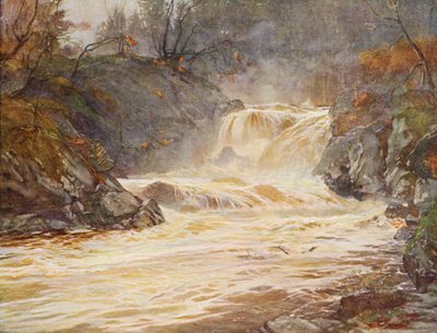 洪水に見舞われたロヘイの滝（カラーリトグラフ） 作： Ernest Edward Briggs