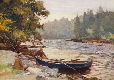 ストブホール下のテイ川（カラーリトグラフ） 作： Ernest Edward Briggs