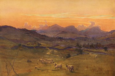 ケンの谷、夕刻（カラーリトグラフ） 作： Ernest Edward Briggs