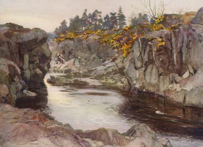 リンの下の峡谷（カラーリトグラフ） 作： Ernest Edward Briggs