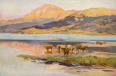 クオイチ湖の頭、夕方（カラーリトグラフ） 作： Ernest Edward Briggs