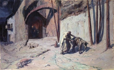 エジプトへの飛行、またはジョセフがロバに荷物を置く、1894 作： Ernest Georges Berges