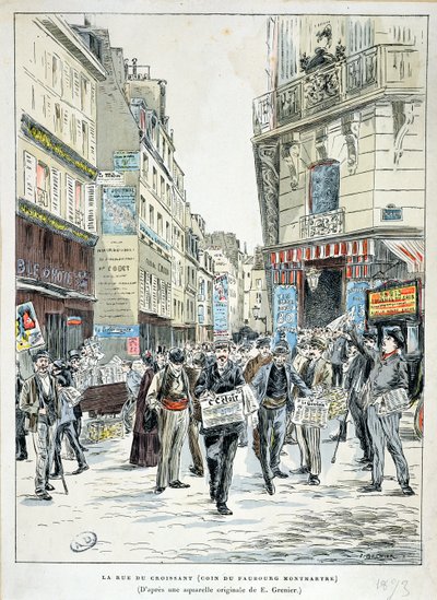 1893年パリの11区にあるクロワッサン通りの眺め 作： Ernest Grenier