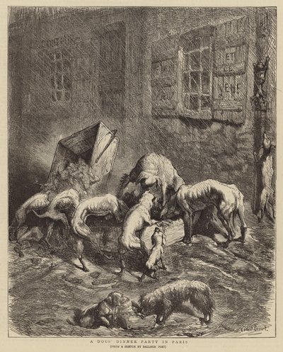 パリでの犬のディナーパーティー 作： Ernest Henry Griset