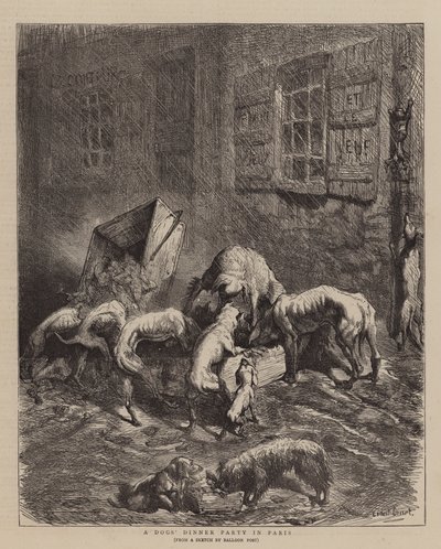 パリでの犬のディナーパーティー 作： Ernest Henry Griset