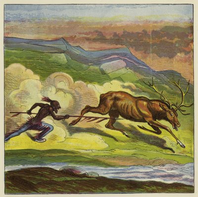鹿を狩るアメリカインディアン 作： Ernest Henry Griset