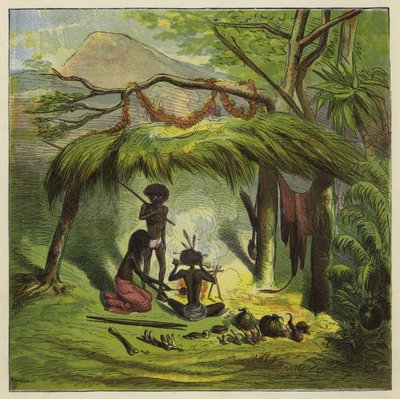 お茶を飲むアシャンティ一家 作： Ernest Henry Griset