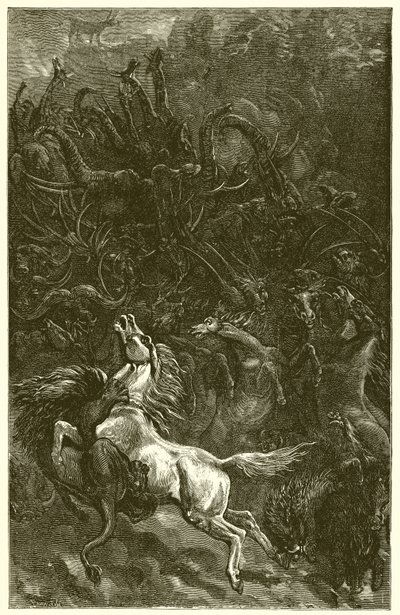 お尻とライオン狩り 作： Ernest Henry Griset