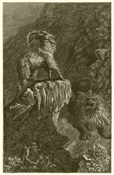 山羊とライオン 作： Ernest Henry Griset