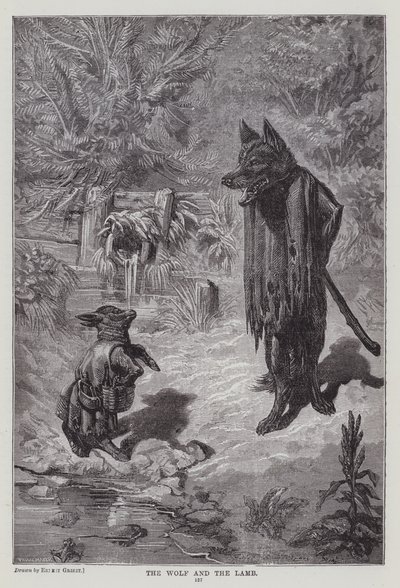 狼と子羊」（彫刻 作： Ernest Henry Griset