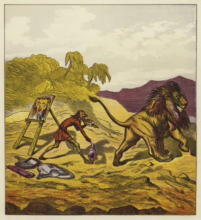 ジョン・ボールドを去るライオン 作： Ernest Henry Griset