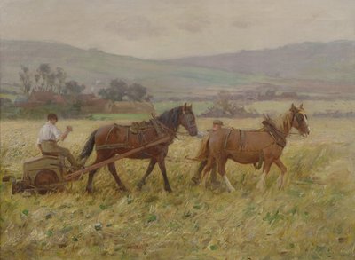 収穫チーム (キャンバスに油彩) 作： Ernest Higgins Rigg