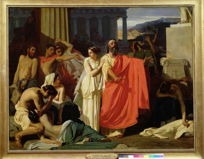 オイディプスとアンティゴネがテーベに亡命、1843年 作： Ernest Hillemacher