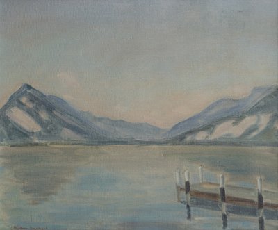 トゥーン湖（キャンバスに油彩） 作： Ernest Hiram Brülhart