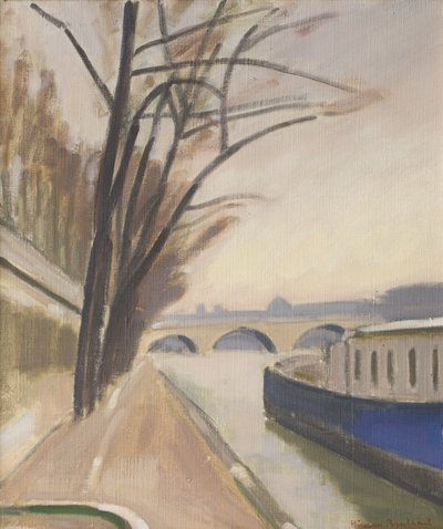 パリ、セーヌ川岸、1920～30年頃（キャンバスに油彩） 作： Ernest Hiram Brülhart