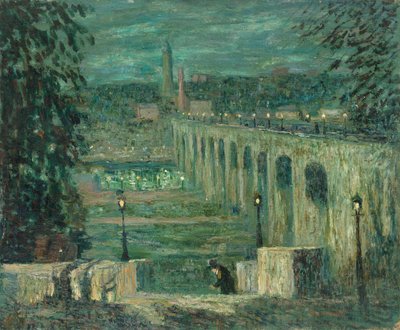 夜の高い橋、ニューヨーク市、c。 19101920. 作： Ernest Lawson