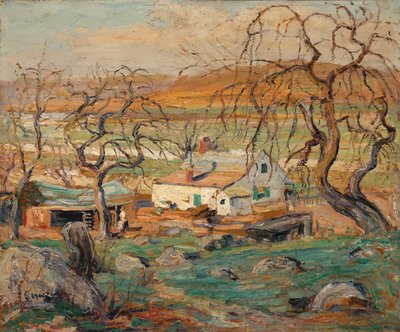 節くれだった木のある風景 作： Ernest Lawson
