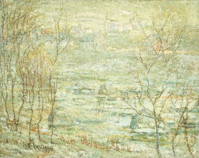 春の風景、ハーレム川 作： Ernest Lawson