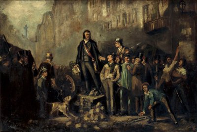 アルフォンス・ボーダン（1811-51）、フォーブル・サントワーヌのバリケードにて 12月3日 作： Ernest Louis Pichio