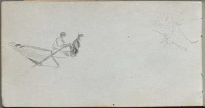 スケッチブック、ページ04：ボートのフィギュア。 作： Jean Louis Ernest Meissonier