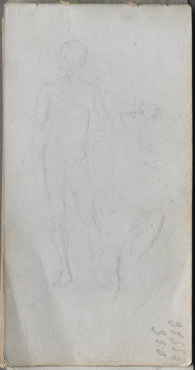 スケッチブック、100ページ：ヌード図、プロファイル。 作： Jean Louis Ernest Meissonier