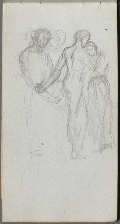 スケッチブック、10ページ：抱きしめる人物 作： Ernest Meissonier