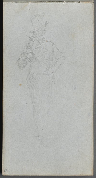 スケッチブック、15ページ：兵士の研究。 作： Jean Louis Ernest Meissonier
