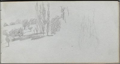 スケッチブック 18ページ：馬の習作と風景の習作 作： Ernest Meissonier