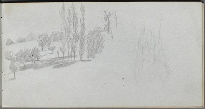 スケッチブック、18ページ：馬と風景の研究の研究。 作： Jean Louis Ernest Meissonier