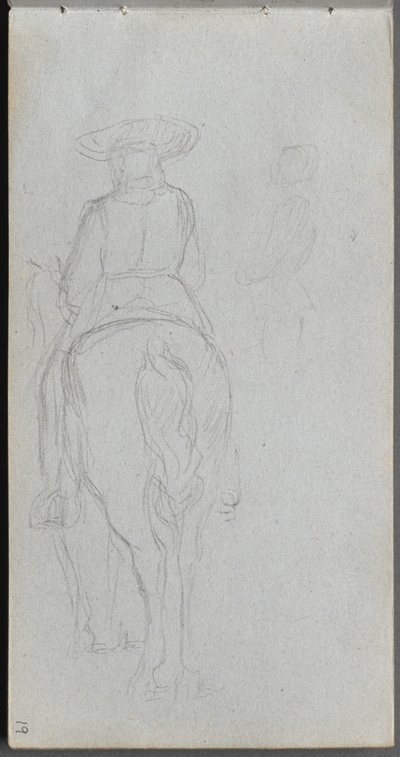 スケッチブック 19ページ 後ろから見た馬に乗った人物の習作 作： Ernest Meissonier