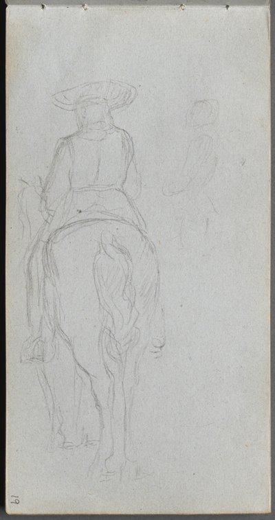 スケッチブック、19ページ：後ろから見た乗馬の図の研究。 作： Jean Louis Ernest Meissonier