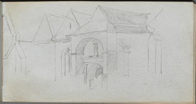 スケッチブック、22ページ：建築研究。 作： Jean Louis Ernest Meissonier
