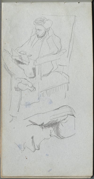 スケッチブック、24ページ：着席した男性の姿。 作： Jean Louis Ernest Meissonier