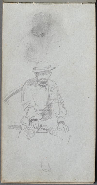 スケッチブック、30ページ：座った男性の図とプロファイルの図。 作： Jean Louis Ernest Meissonier