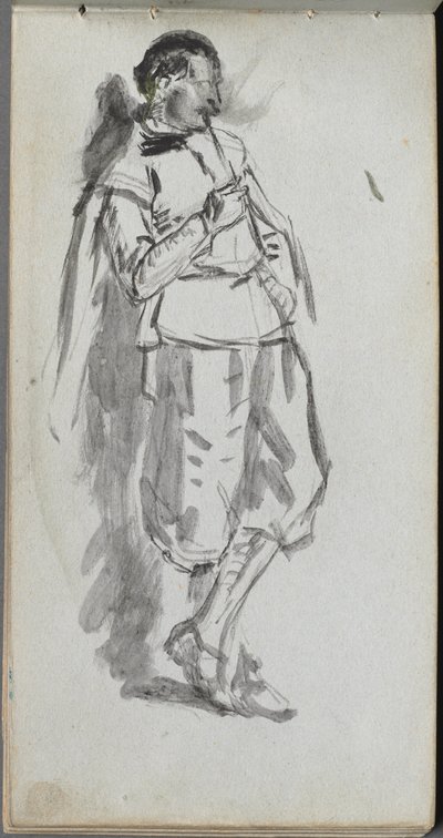 スケッチブック、46ページ：立っている男性の姿。 作： Jean Louis Ernest Meissonier