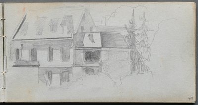 スケッチブック、49ページ：建築学的研究。 作： Jean Louis Ernest Meissonier