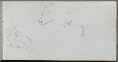 スケッチブック 53ページ動物研究と樹木研究 作： Ernest Meissonier