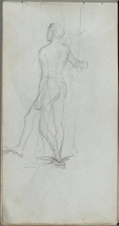 スケッチブック、60ページ：ヌード男性研究。 作： Jean Louis Ernest Meissonier