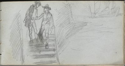 スケッチブック、64ページ：階段の人物 作： Ernest Meissonier