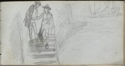 スケッチブック、64ページ：階段の上の図。 作： Jean Louis Ernest Meissonier