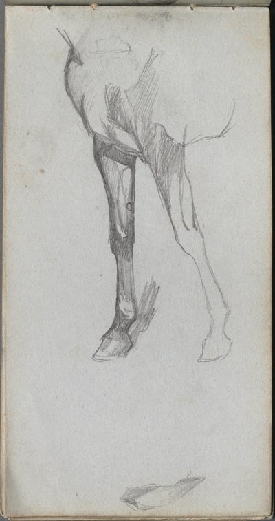 スケッチブック、66ページ：馬の研究。 作： Jean Louis Ernest Meissonier