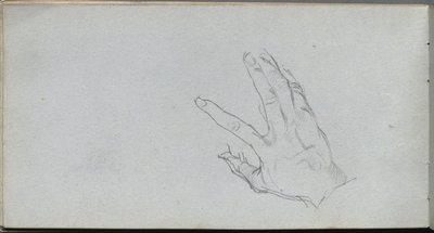 スケッチブック、68ページ：手の研究。 作： Jean Louis Ernest Meissonier