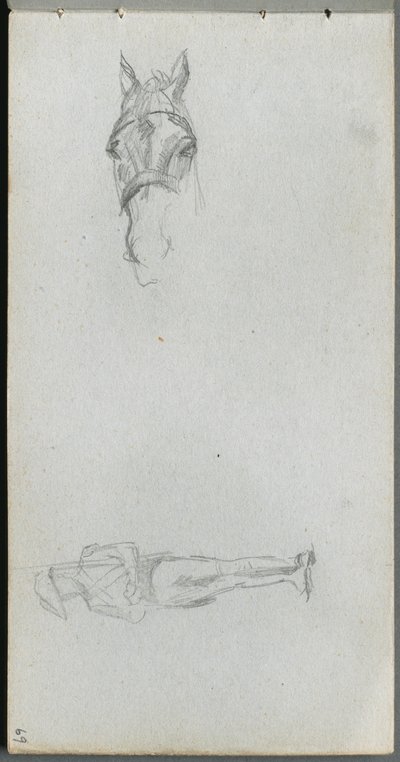 スケッチブック、69ページ手、馬、人物の習作 作： Ernest Meissonier
