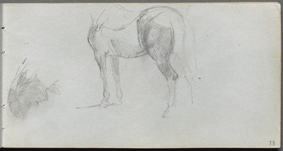 スケッチブック、73ページ：馬の研究、プロフィール。 作： Jean Louis Ernest Meissonier