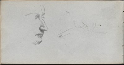 スケッチブック、80ページ：顔の研究。 作： Jean Louis Ernest Meissonier