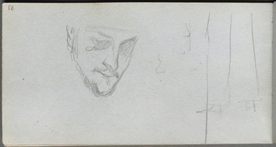 スケッチブック、83ページ：顔、脚の研究。 作： Jean Louis Ernest Meissonier