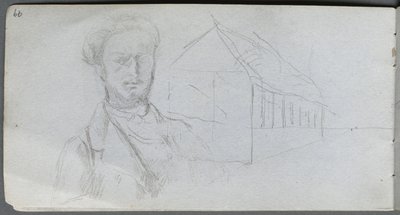 スケッチブック、99ページ：図の研究、建物 作： Ernest Meissonier